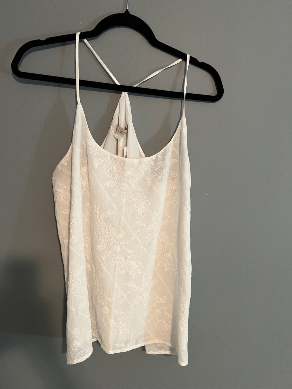 LOFT White Floral Embroidered Strappy Camisole